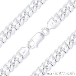Miami Cuban / Curb Link Chain Bracelet in Solid .925 Sterling Silver - 9"
